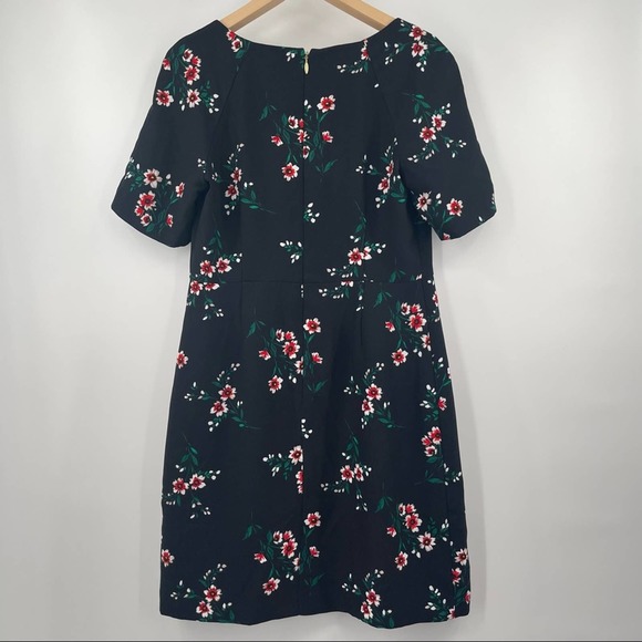 DRAPER JAMES Dress Black Floral Printed Crepe V-Neck Dress Party Cocktail SZ 10 - Picture 5 of 15